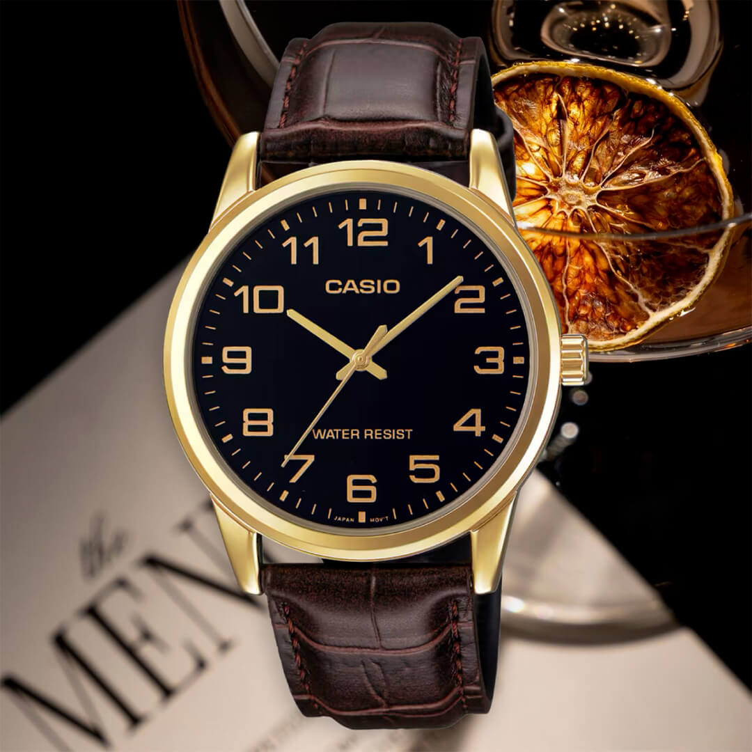 Reloj Casio MTP-V001GL-1B hombre, combo de pareja PAR-23