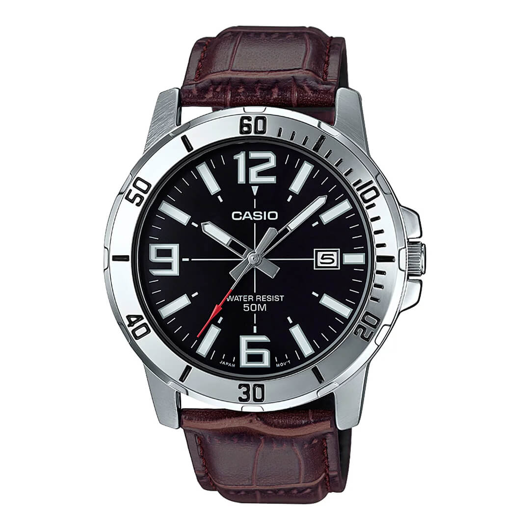 Reloj Casio MTP-VD01L-1B Hombre Cuero Marrón | CAS-74