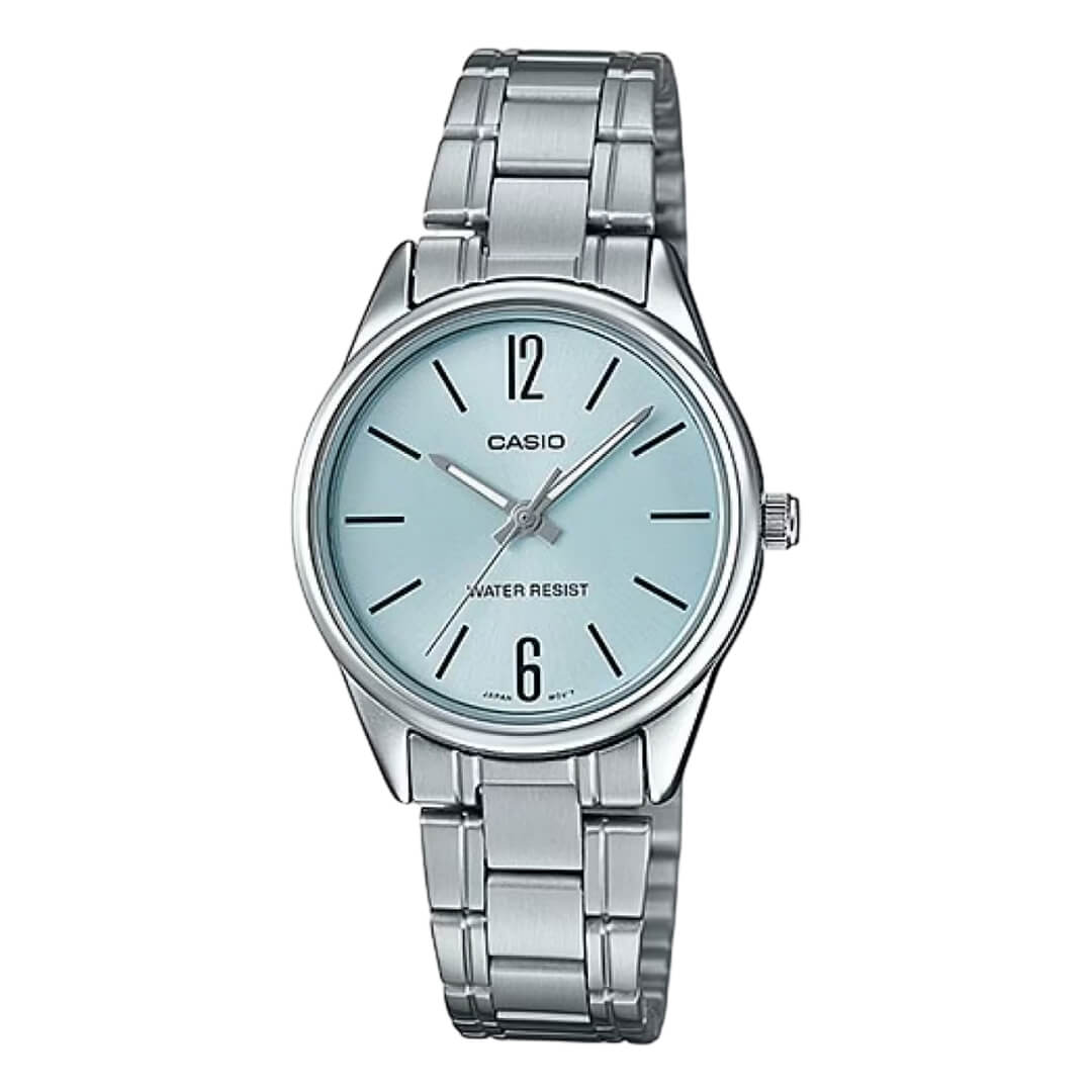 Reloj Casio LTP-V005D-2BU Mujer Acero Plateado Celeste | CAS-M-103