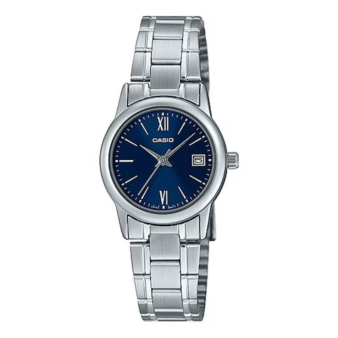 Reloj Casio LTP-V002D-2B3 Mujer Acero Plateado Azul | CAS-M-105