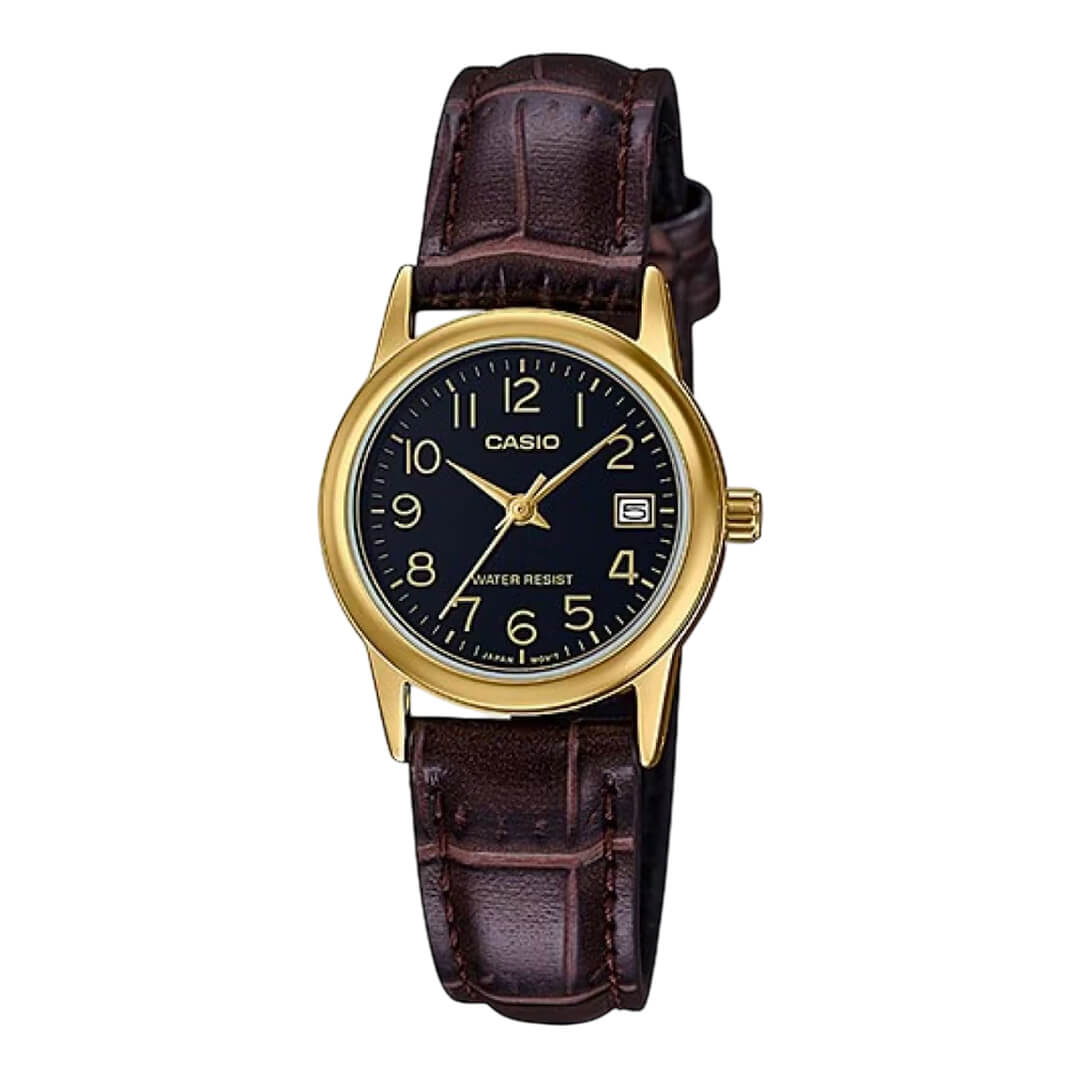 Reloj Casio LTP-V002GL-1B Mujer Cuero Marrón | CAS-M-124