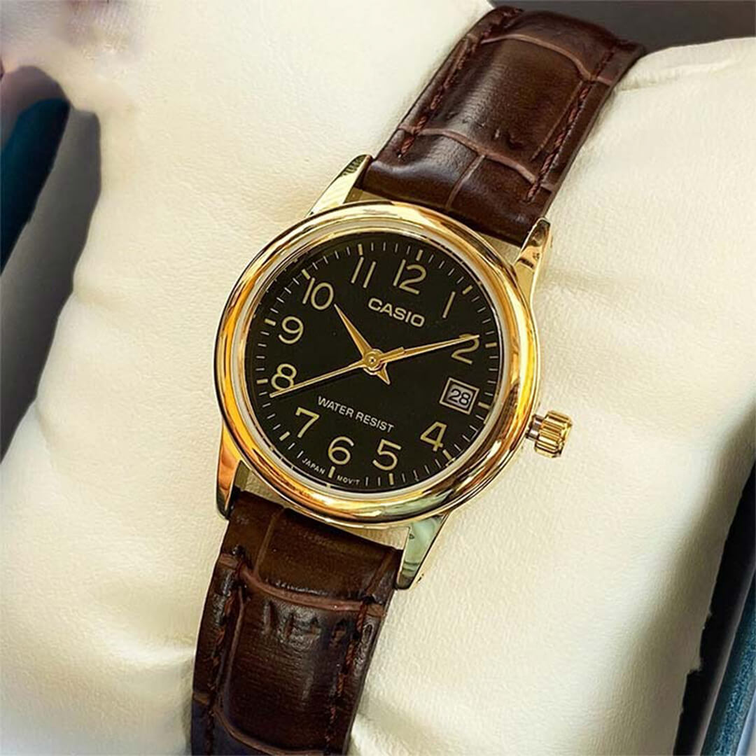 Reloj Casio LTP-V002GL-1B Mujer Cuero Marrón | CAS-M-124