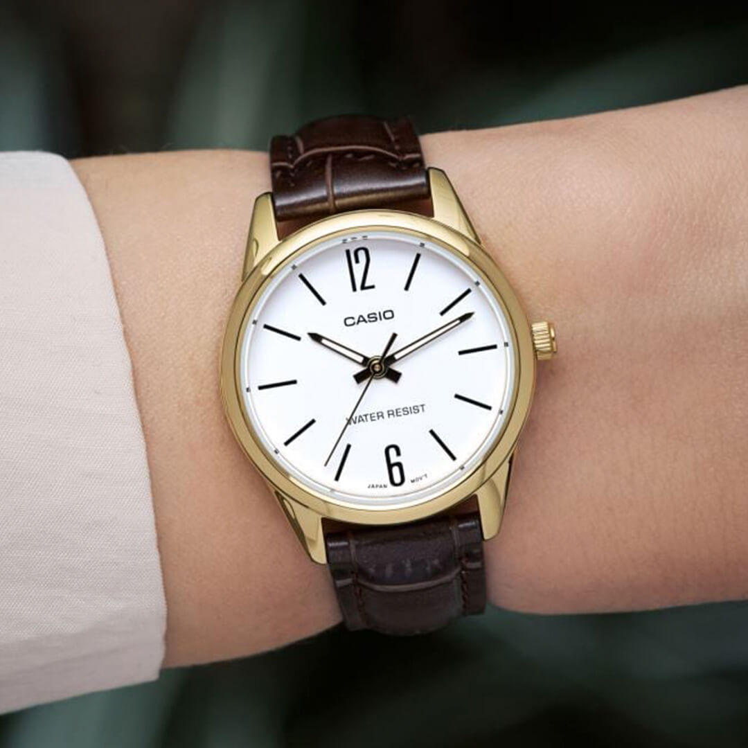 Reloj Casio LTP-V005GL-7BU Mujer Cuero Marrón | CAS-M-125