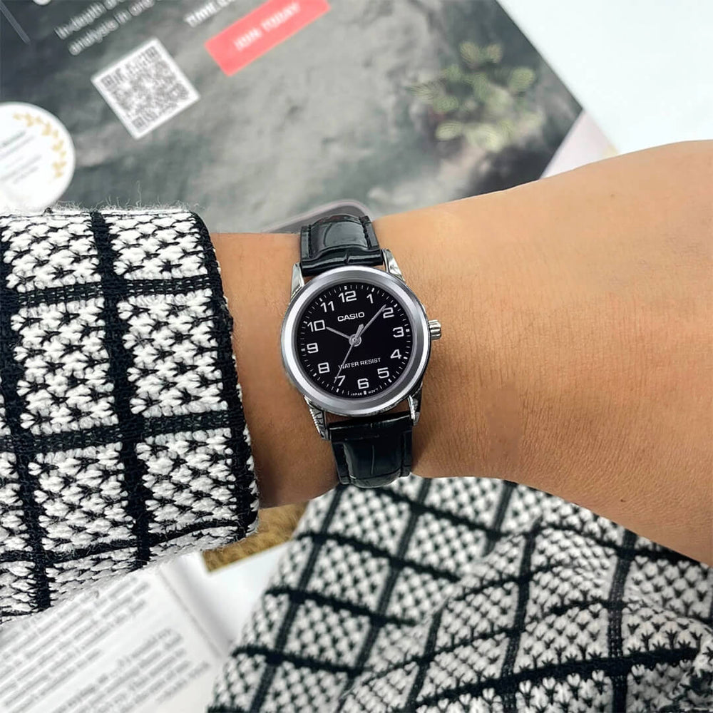 Reloj Casio LTP-V001L-1B Mujer Cuero Negro