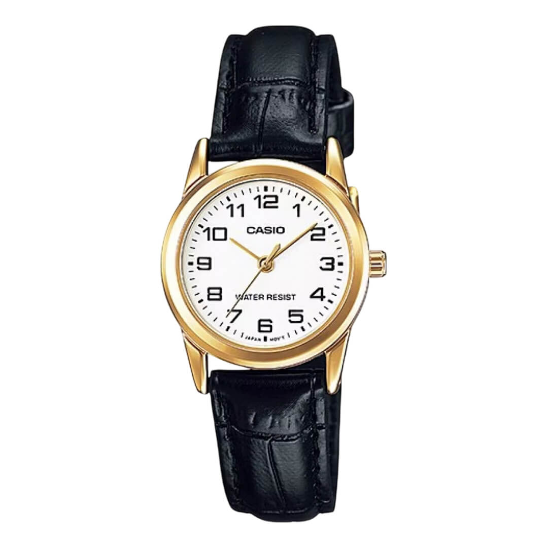 Reloj Casio LTP-V001GL-7B Mujer Cuero Negro | CAS-M-128
