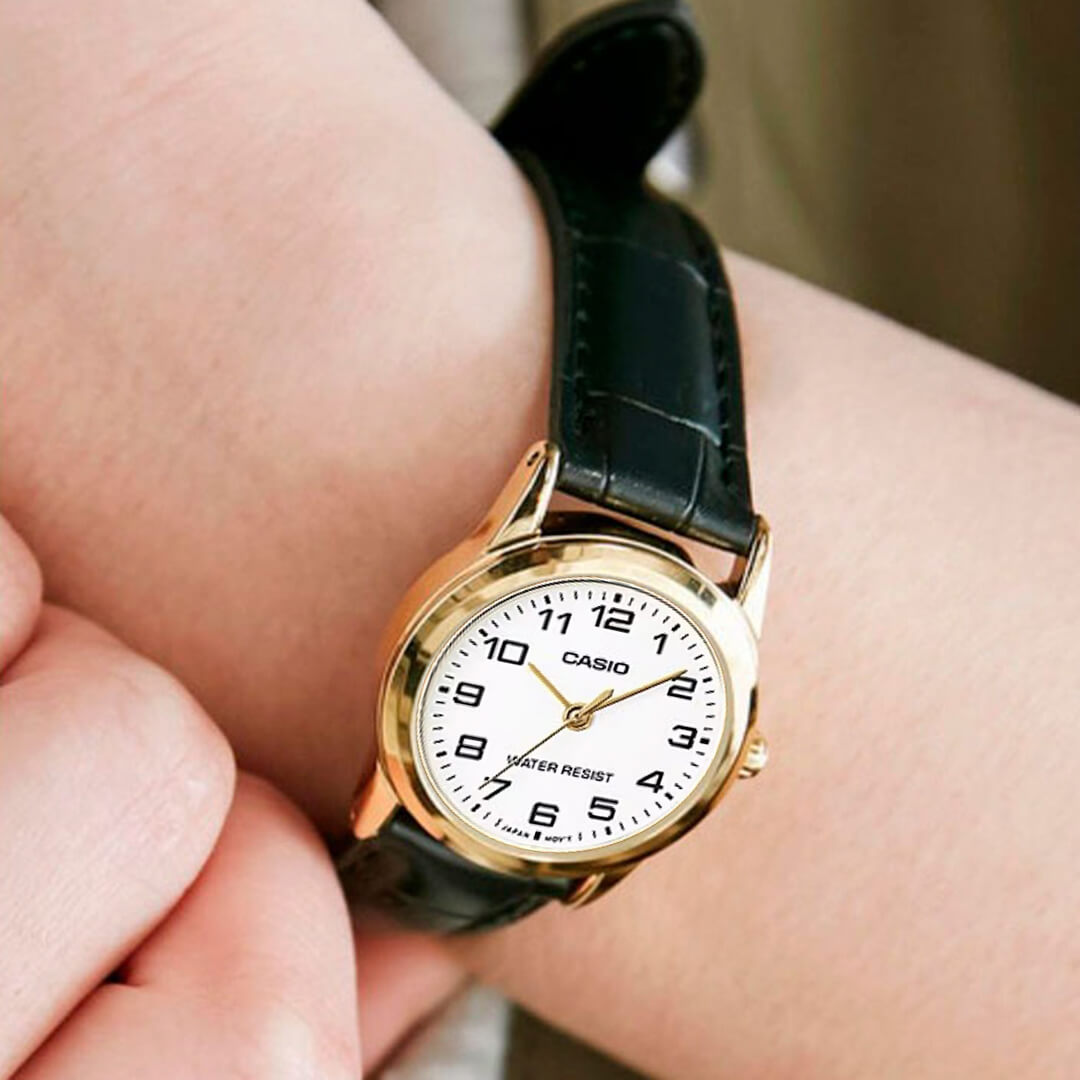 Reloj Casio LTP-V001GL-7B Mujer Cuero Negro | CAS-M-128