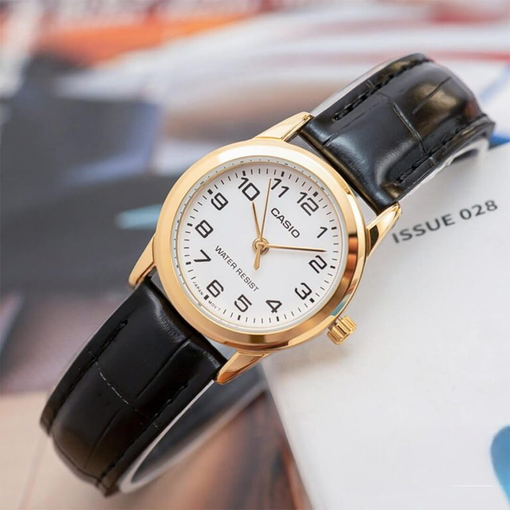 Reloj Casio LTP-V001GL-7B Mujer Cuero Negro