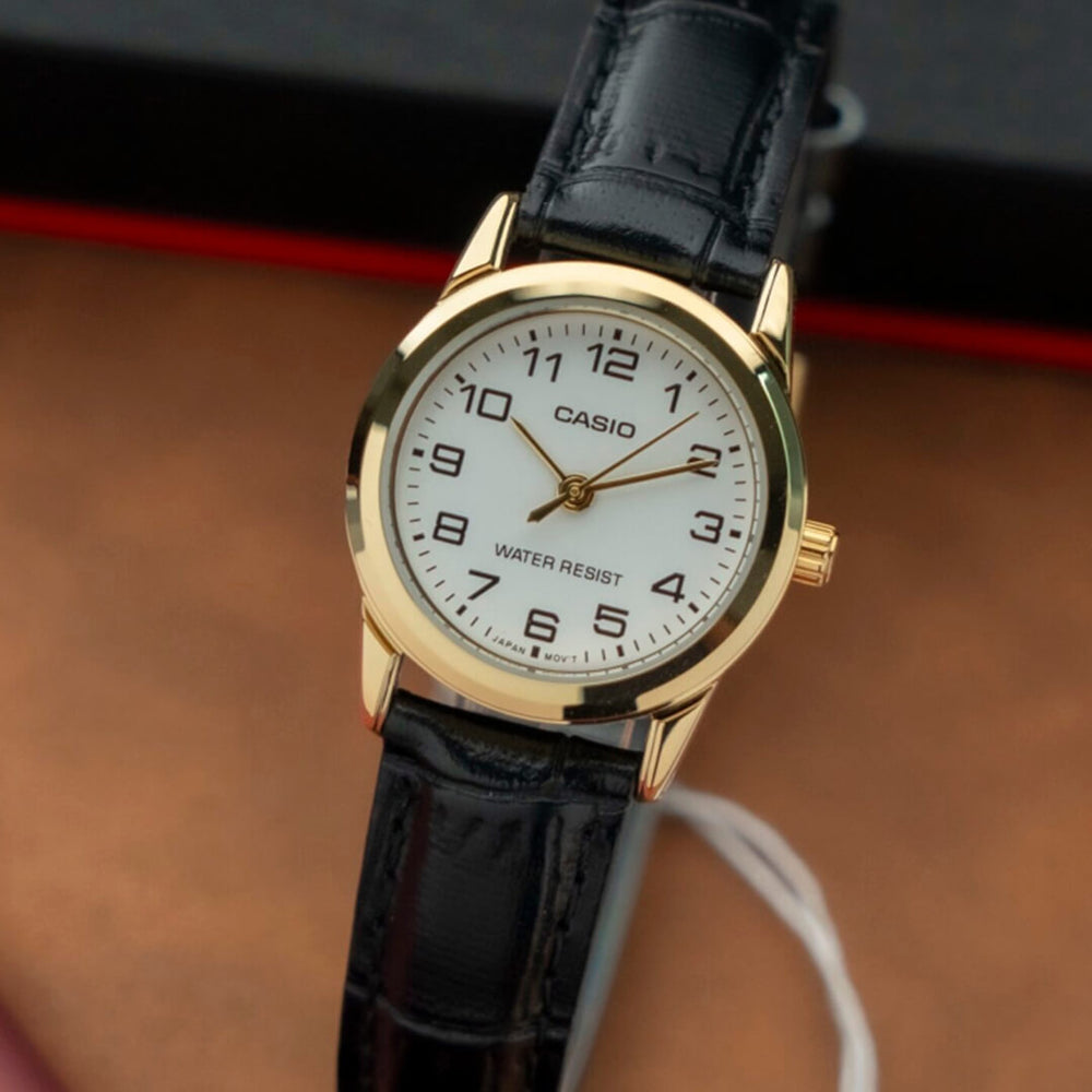 Reloj Casio LTP-V001GL-7B Mujer Cuero Negro