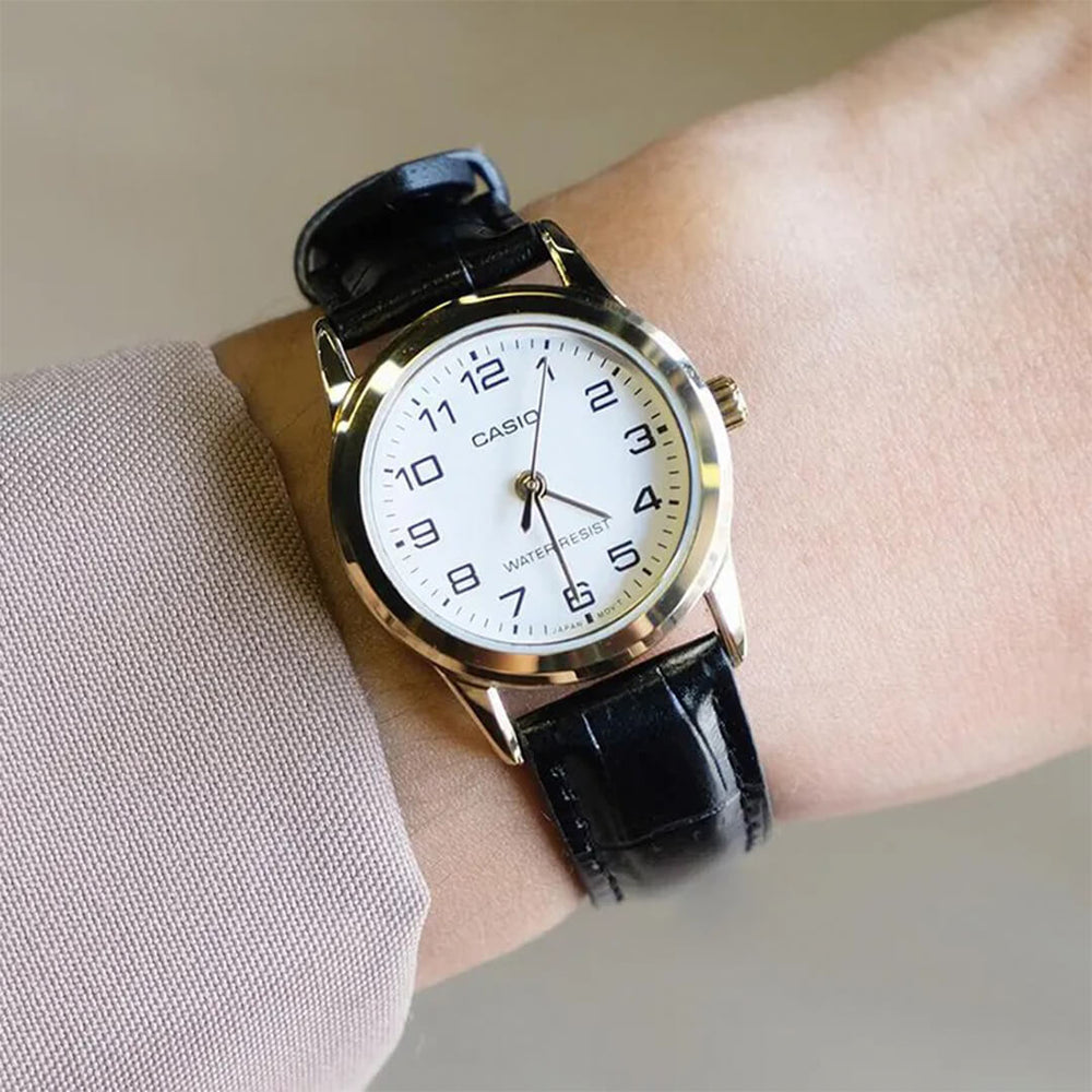 Reloj Casio LTP-V001GL-7B Mujer Cuero Negro