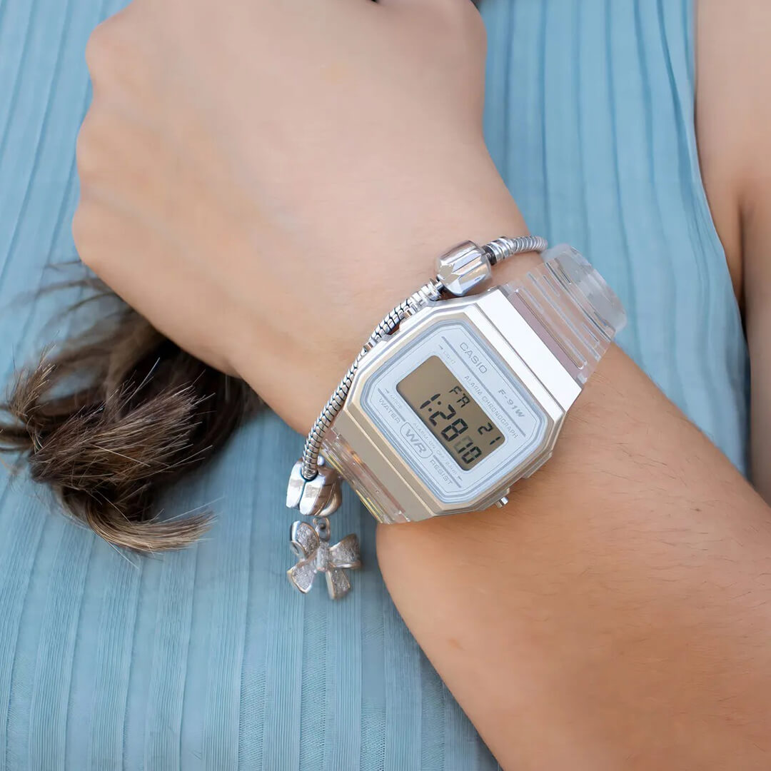 Reloj Casio F-91WS-7D Mujer Resina Transparente