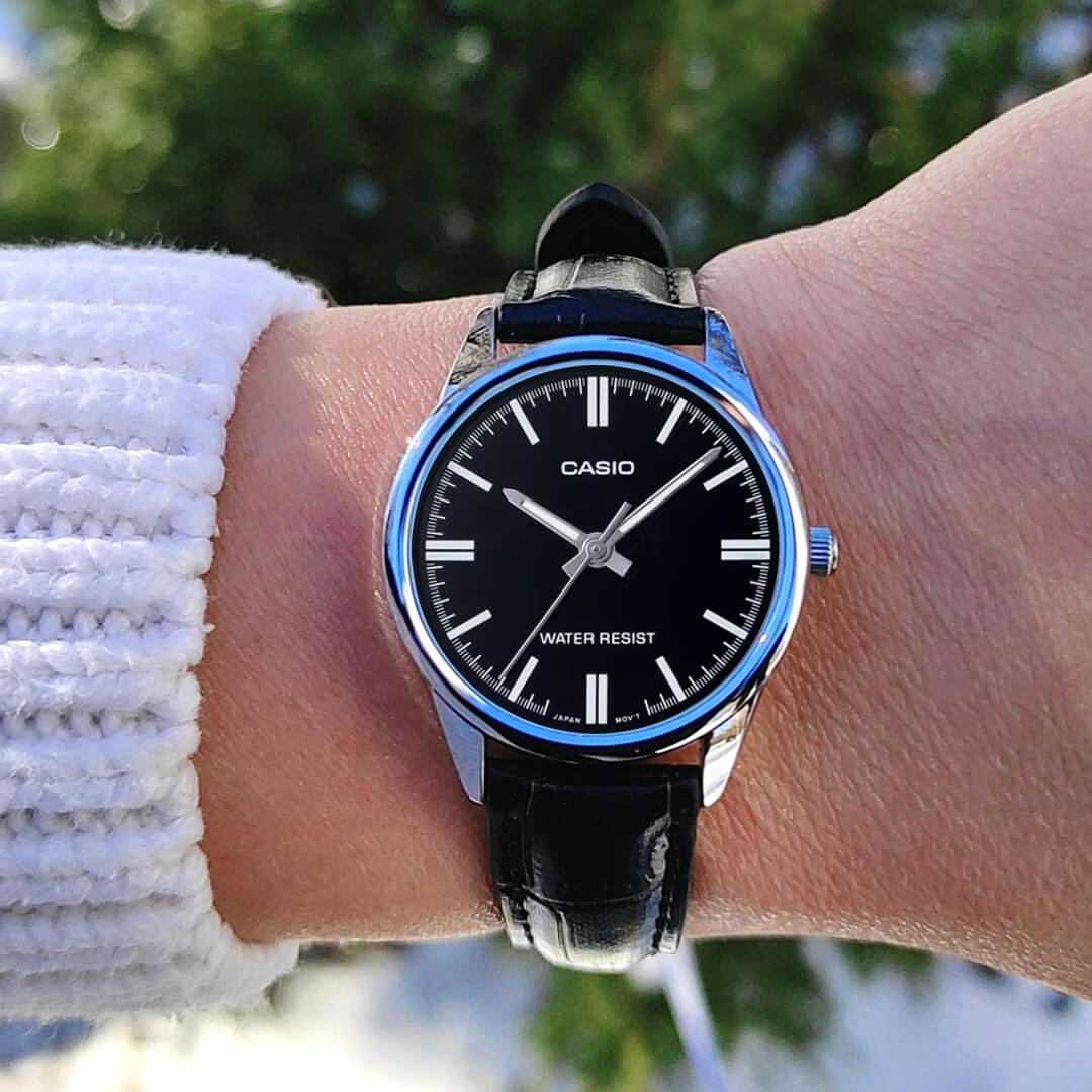 Reloj Casio LTP-V005L-1A Mujer Cuero Negro | CAS-M-145
