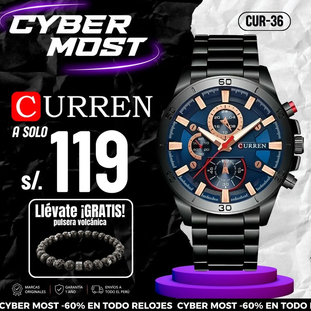 Reloj Curren CUR-36 Hombre Acero Negro