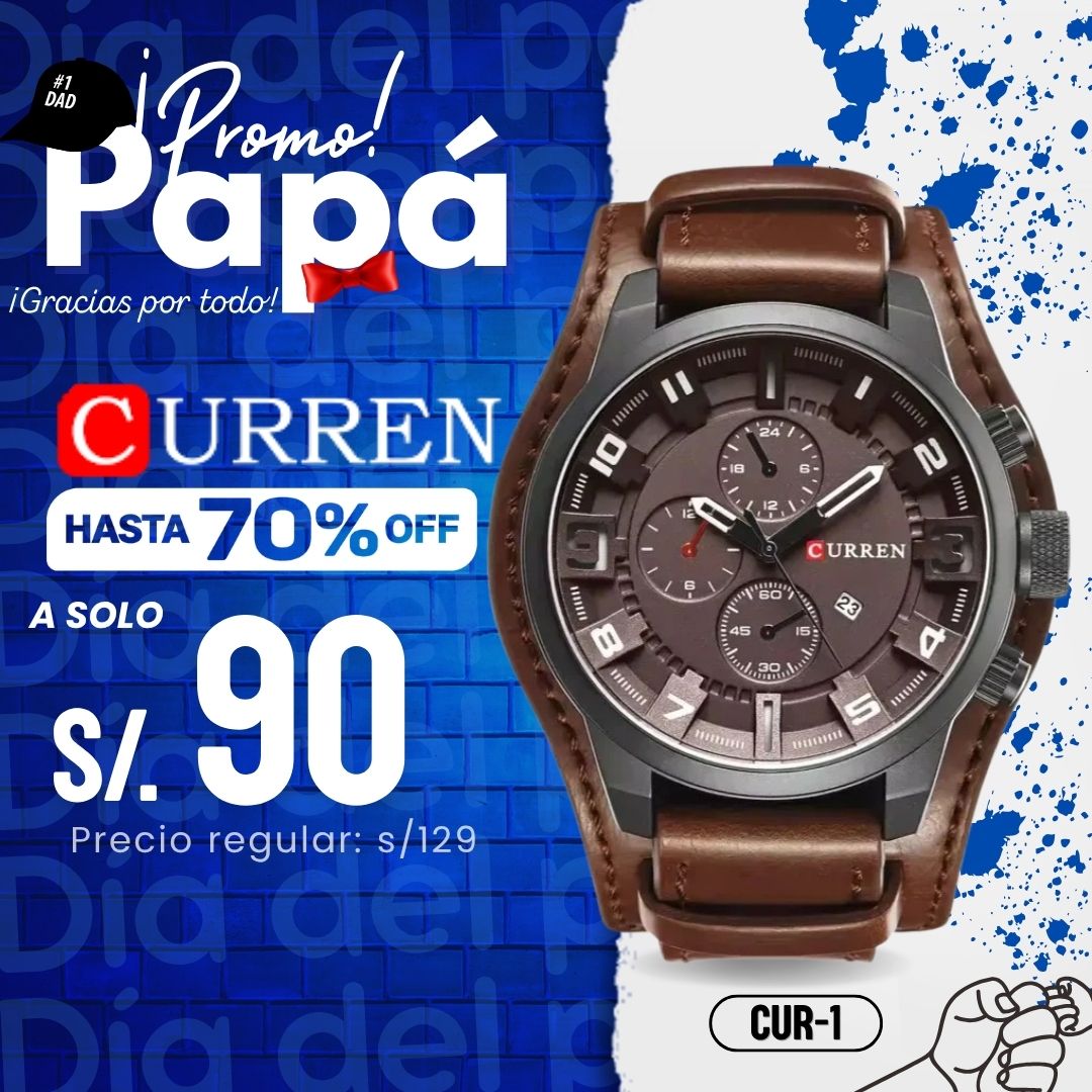 Reloj Curren CUR-1 Hombre Doble Cuero Marrón