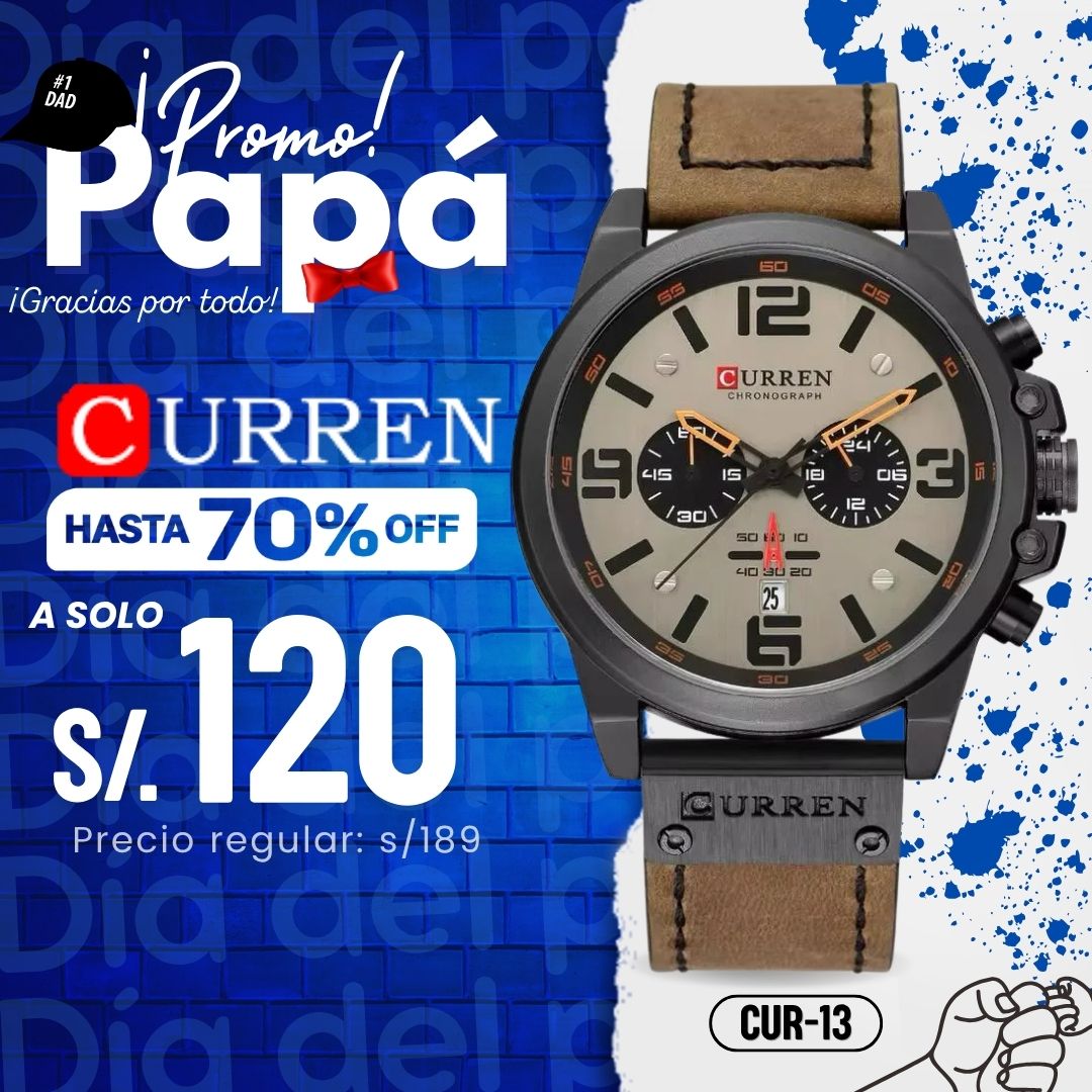 Reloj Curren CUR-13 Hombre Cuero Marrón