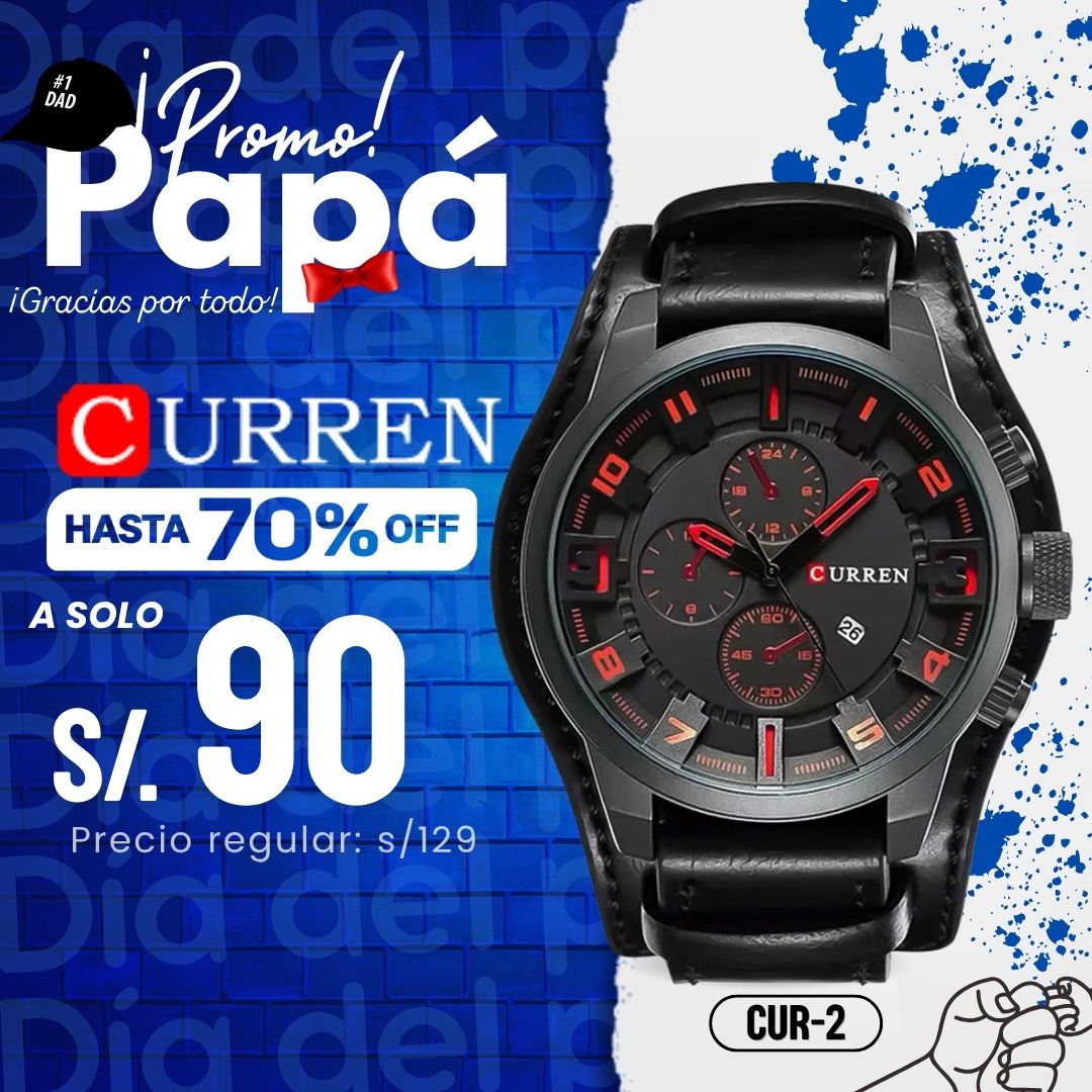 Reloj Curren CUR-2 Hombre Doble Cuero Negro