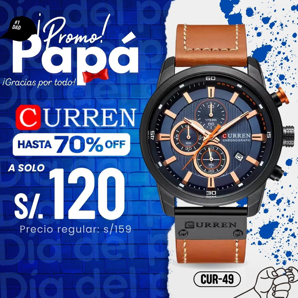 Reloj Curren CUR-49 Hombre Cuero Marrón