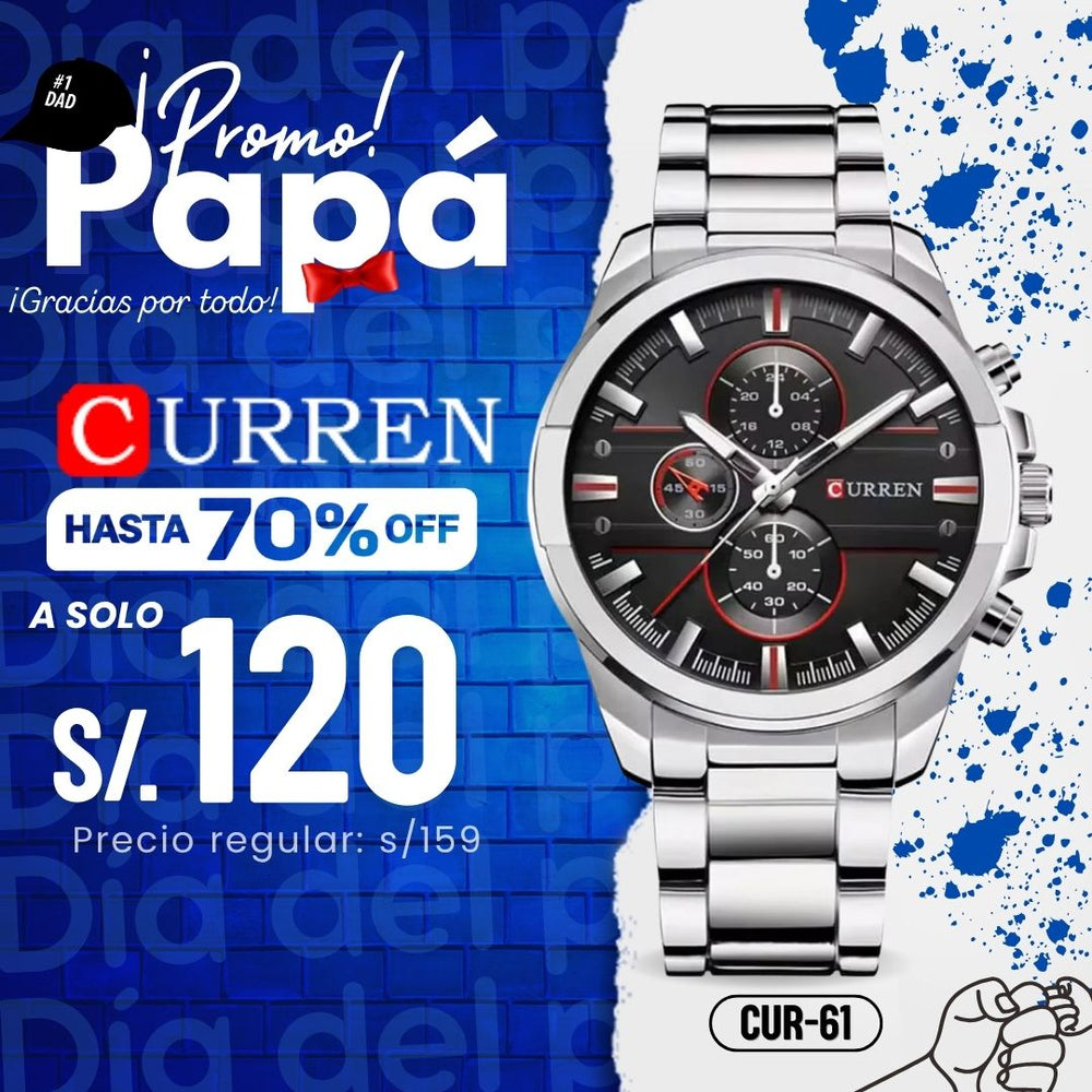Reloj Curren CUR-61 Hombre Acero Plateado