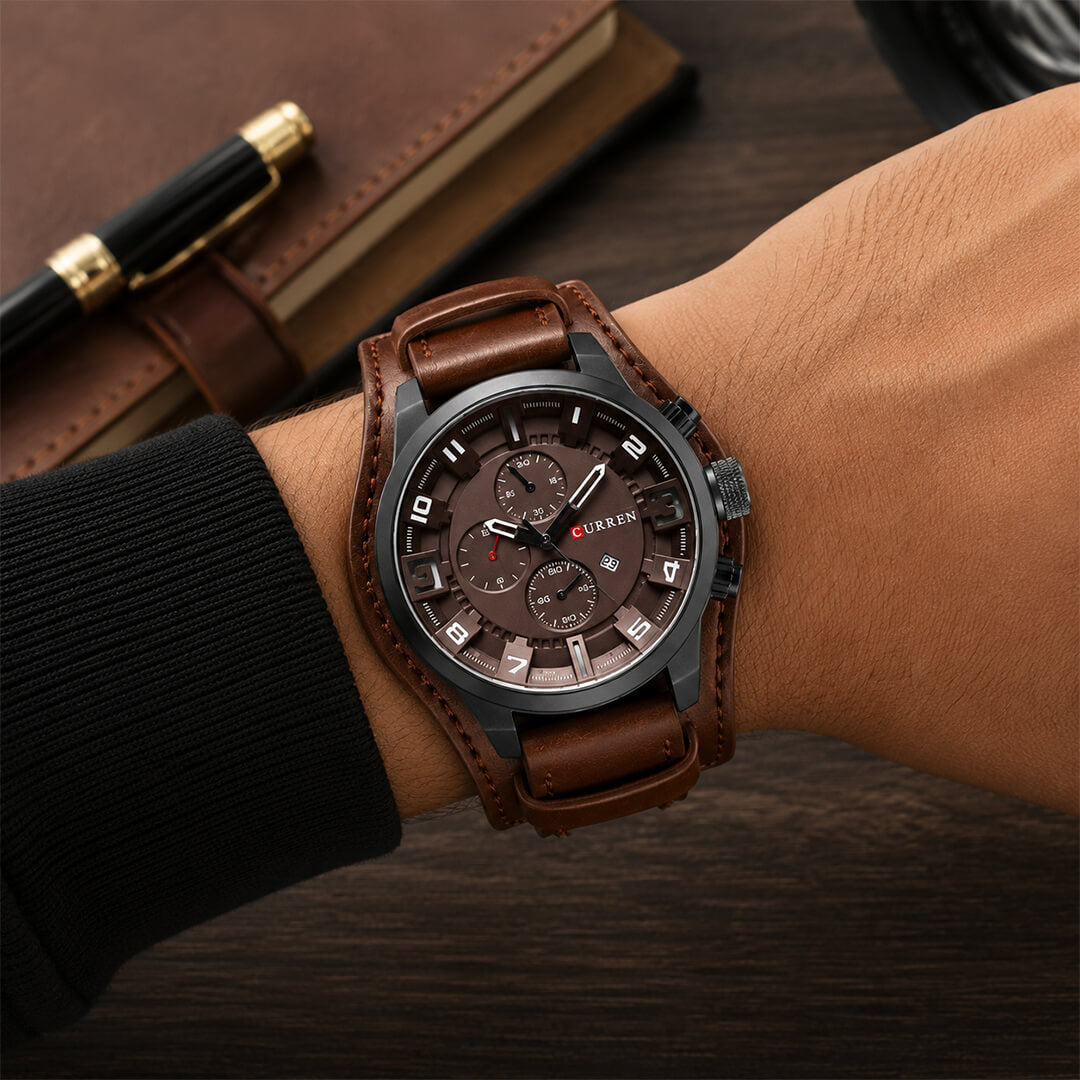 Reloj Curren CUR-1 Hombre Doble Cuero Marrón