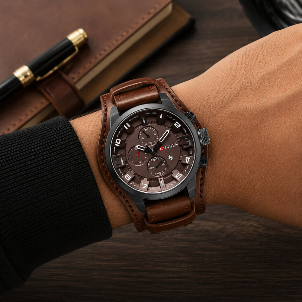 Reloj Curren CUR-1 Hombre Doble Cuero Marrón