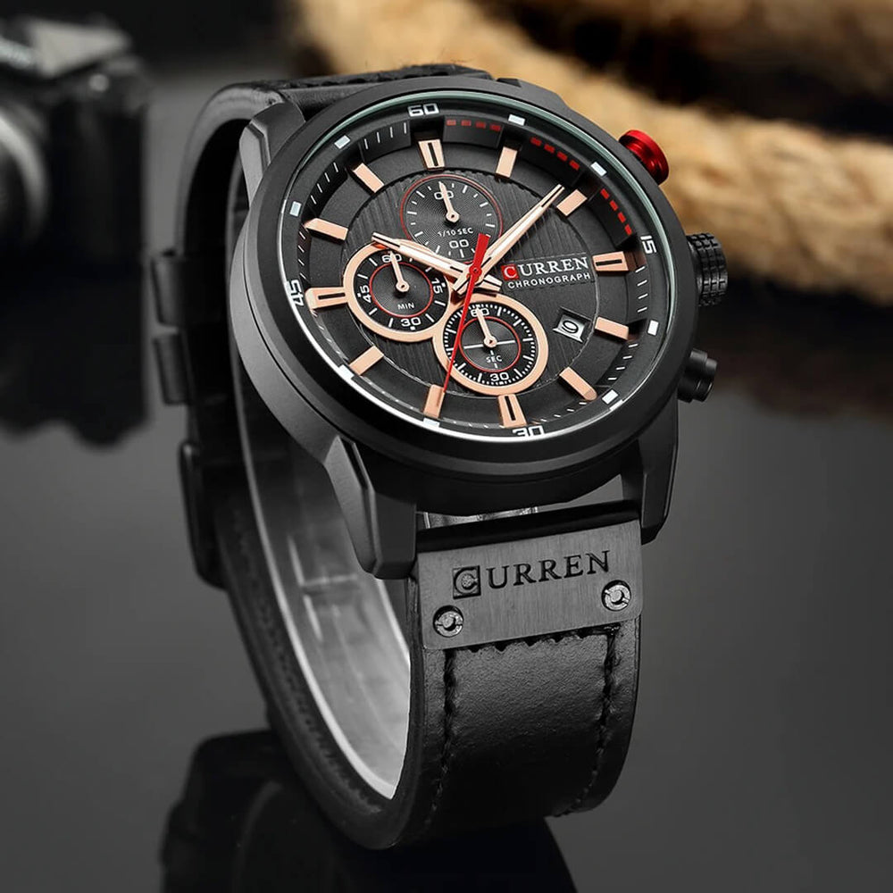 Reloj Curren CUR-51 Hombre Cuero Negro