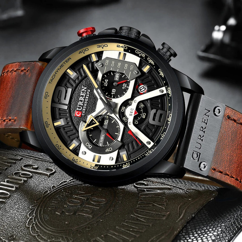 Reloj Curren CUR-69 Hombre Cuero Rojo