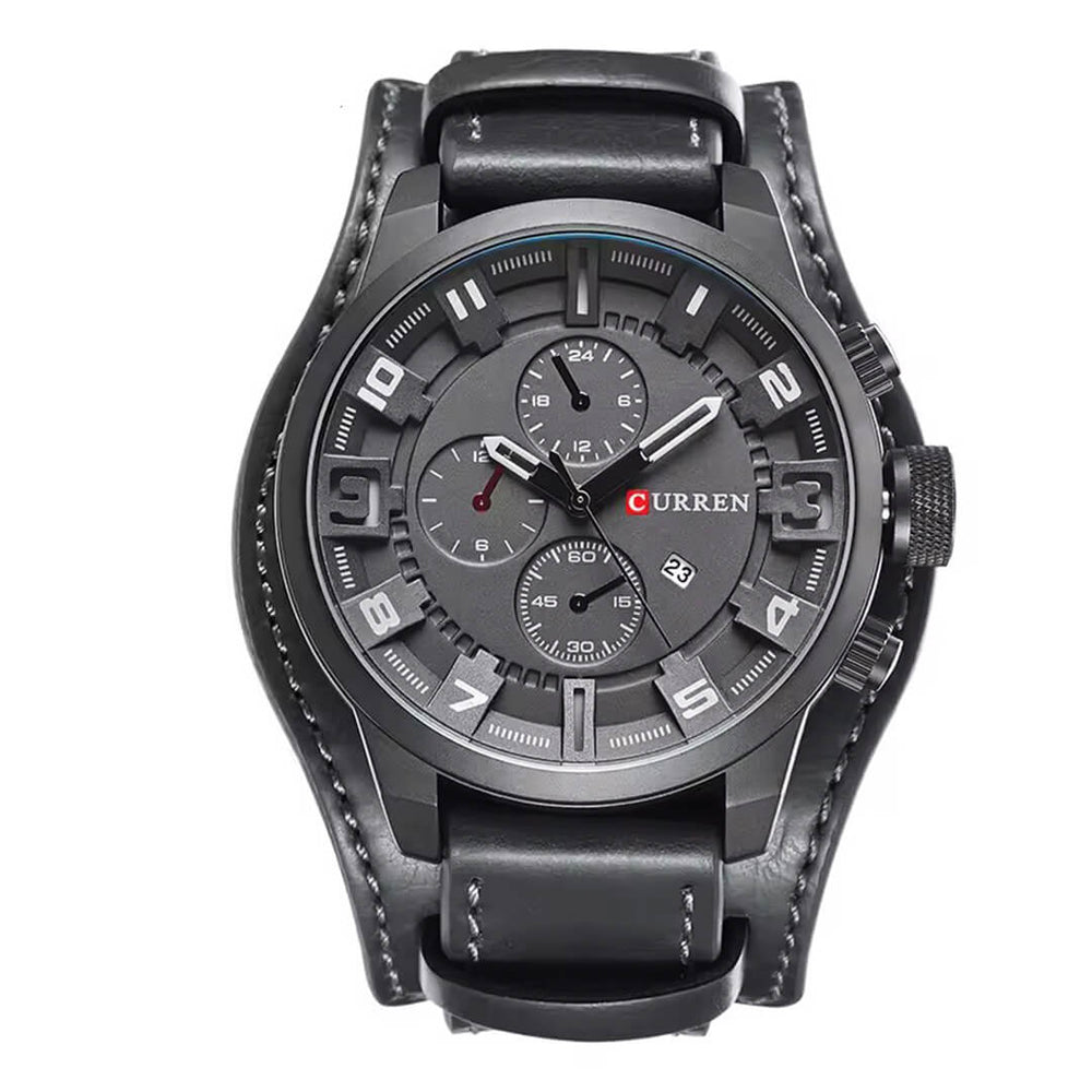 Reloj Curren CUR-71 Hombre Doble Cuero Negro