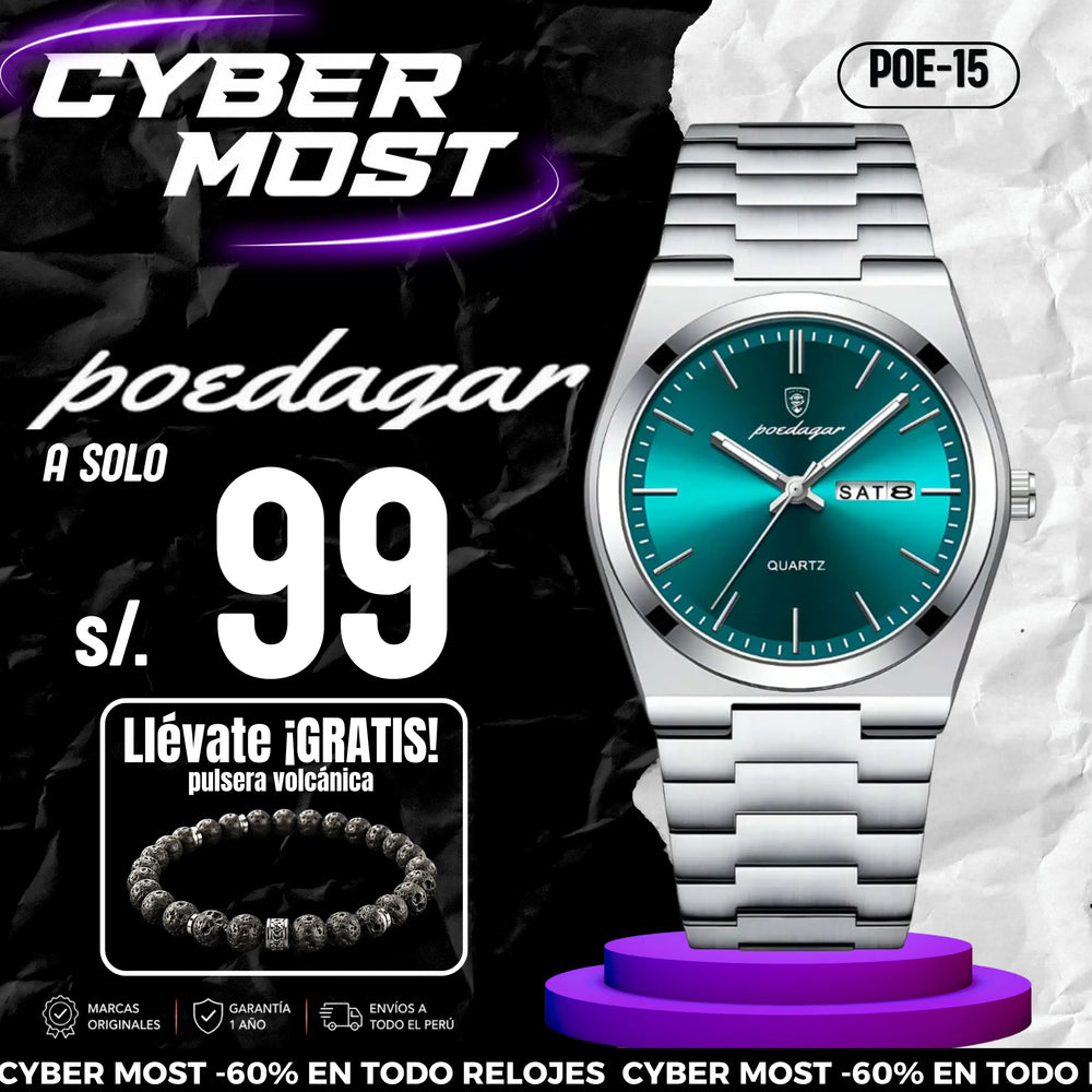 Reloj Poedagar POE-15 Hombre Acero Plateado