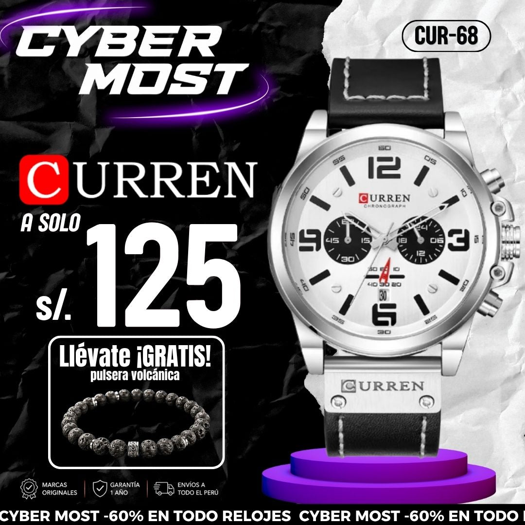Reloj Curren CUR-68 Hombre Cuero Negro