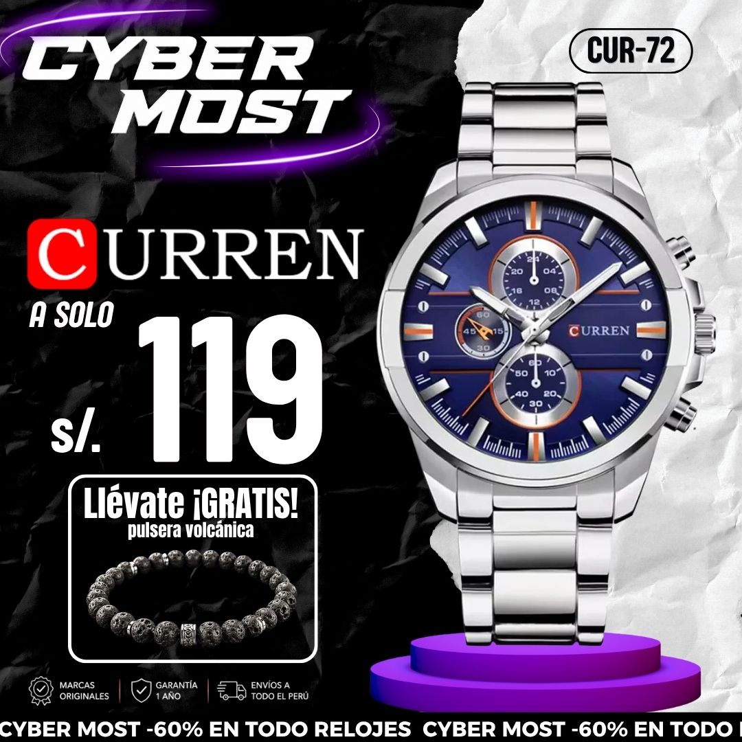 Reloj Curren CUR-72 Hombre Acero Plateado