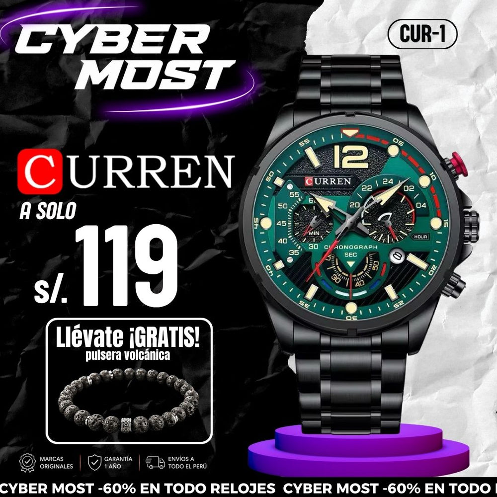 Reloj Curren CUR-10 Hombre Acero Negro