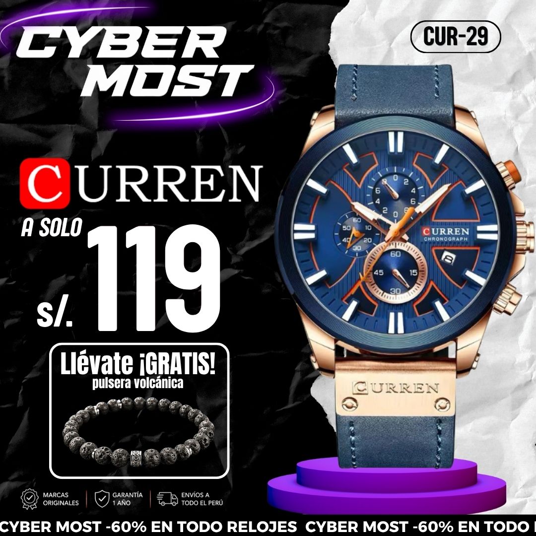 Reloj Curren CUR-31 Hombre Cuero Azul