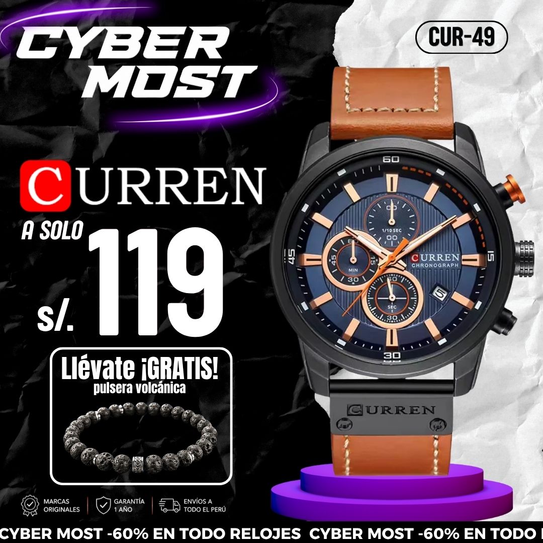 Reloj Curren CUR-49 Hombre Cuero Marrón