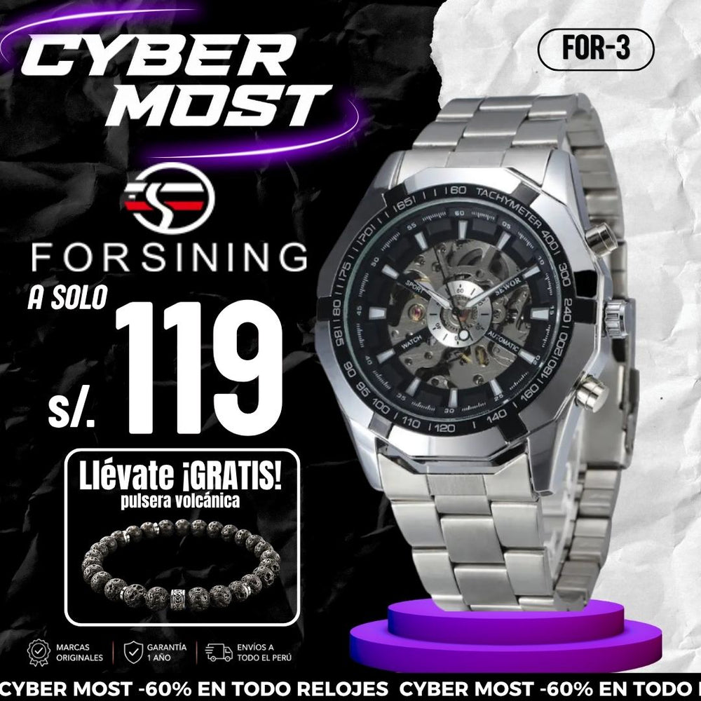 Reloj Forsining FOR-3 Hombre Automático Plateado