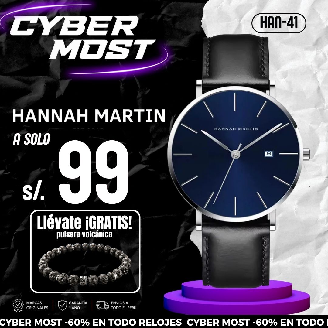 Reloj Hannah Martin HAN-41 Hombre Cuero Negro