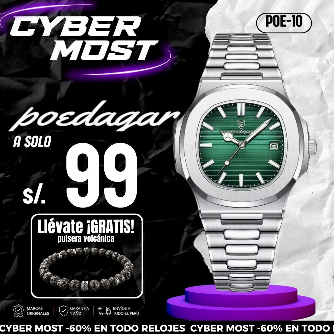 Reloj Poedagar POE-10 Hombre Acero Plateado