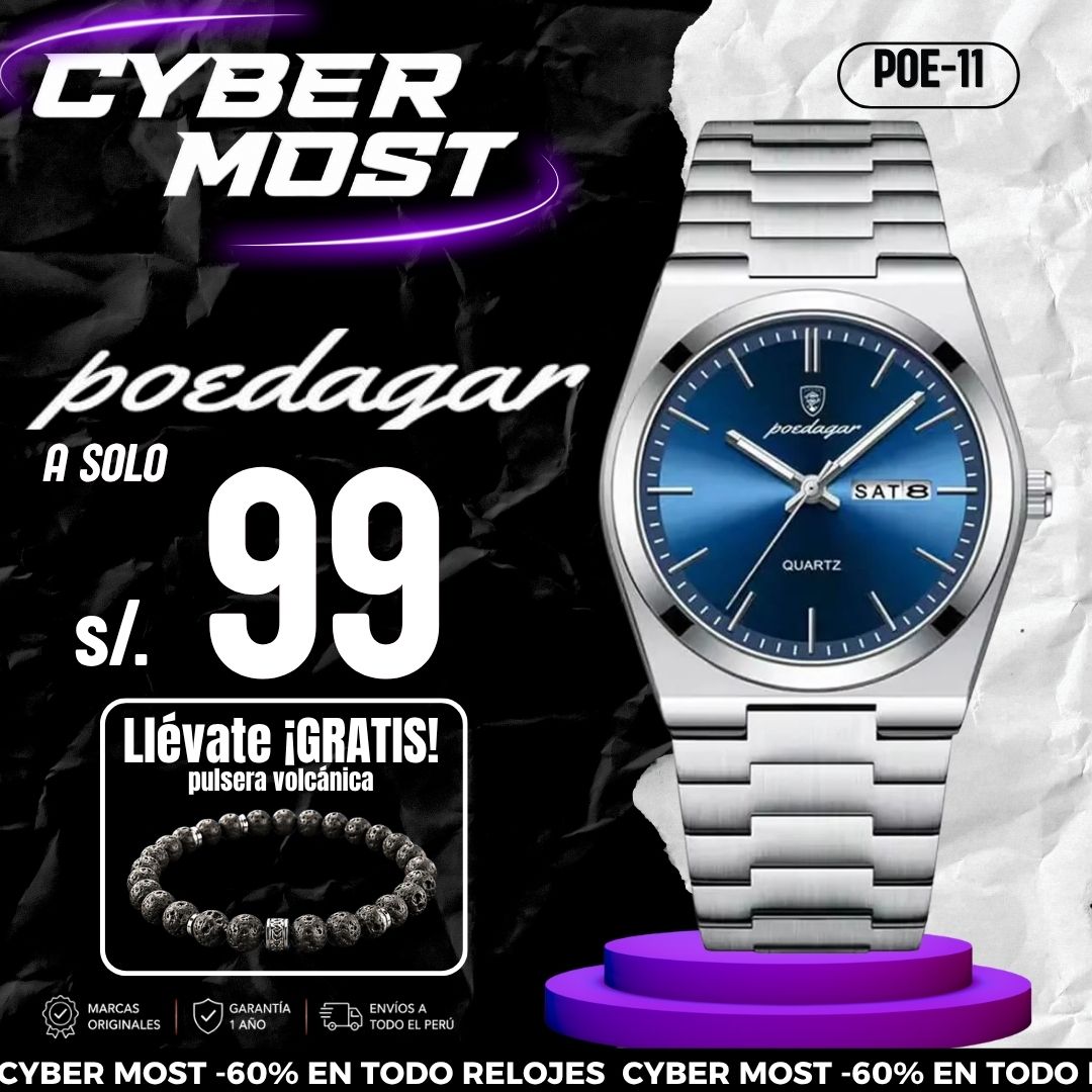 Reloj Poedagar POE-11 Hombre Acero Plateado