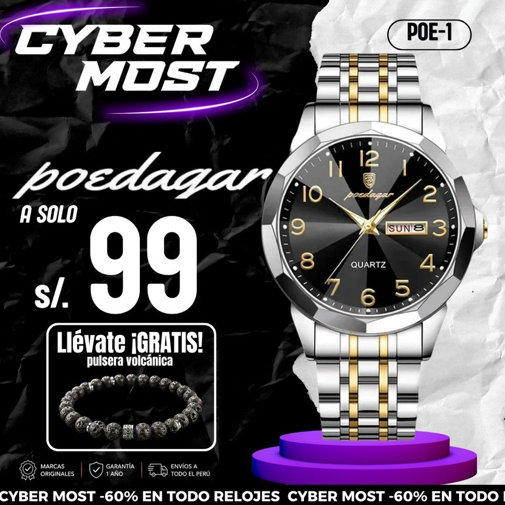 Reloj Poedagar POE-1 Hombre Acero Plateado