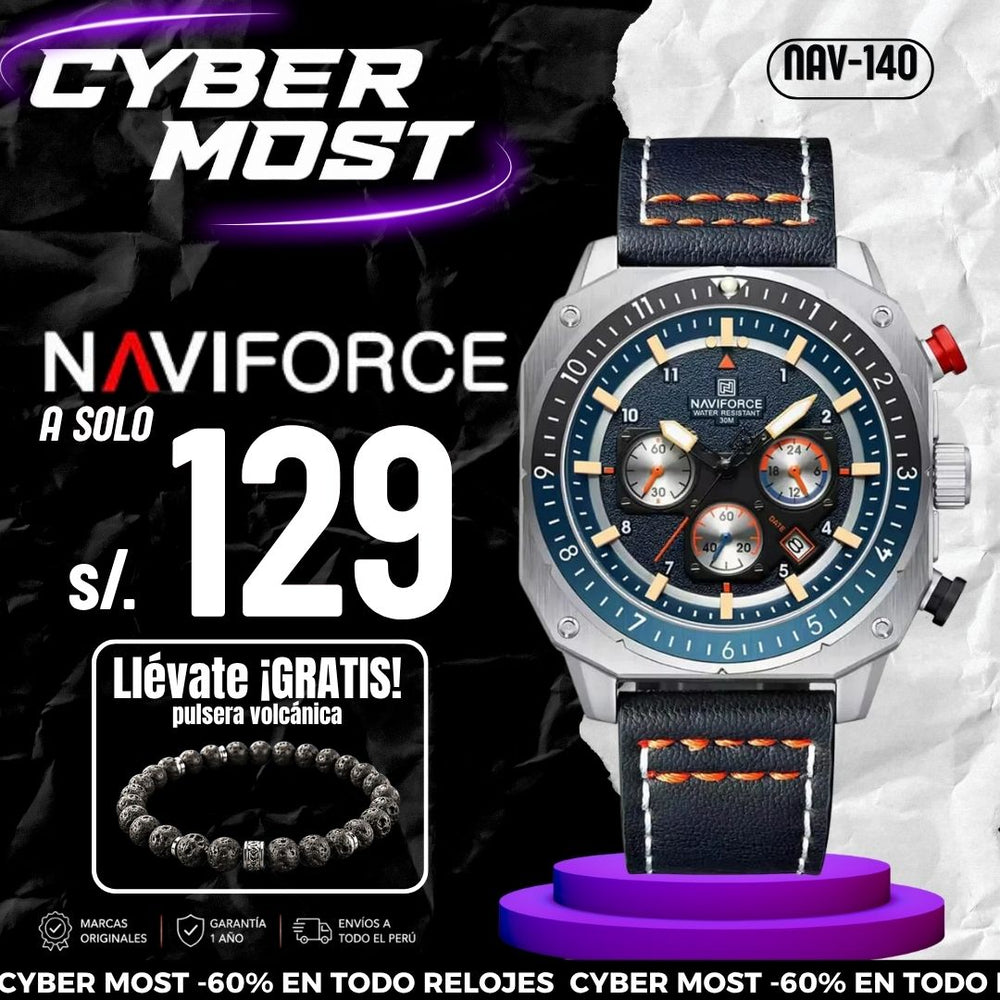 Reloj Naviforce NAV-140 Hombre Cuero Azul Marino