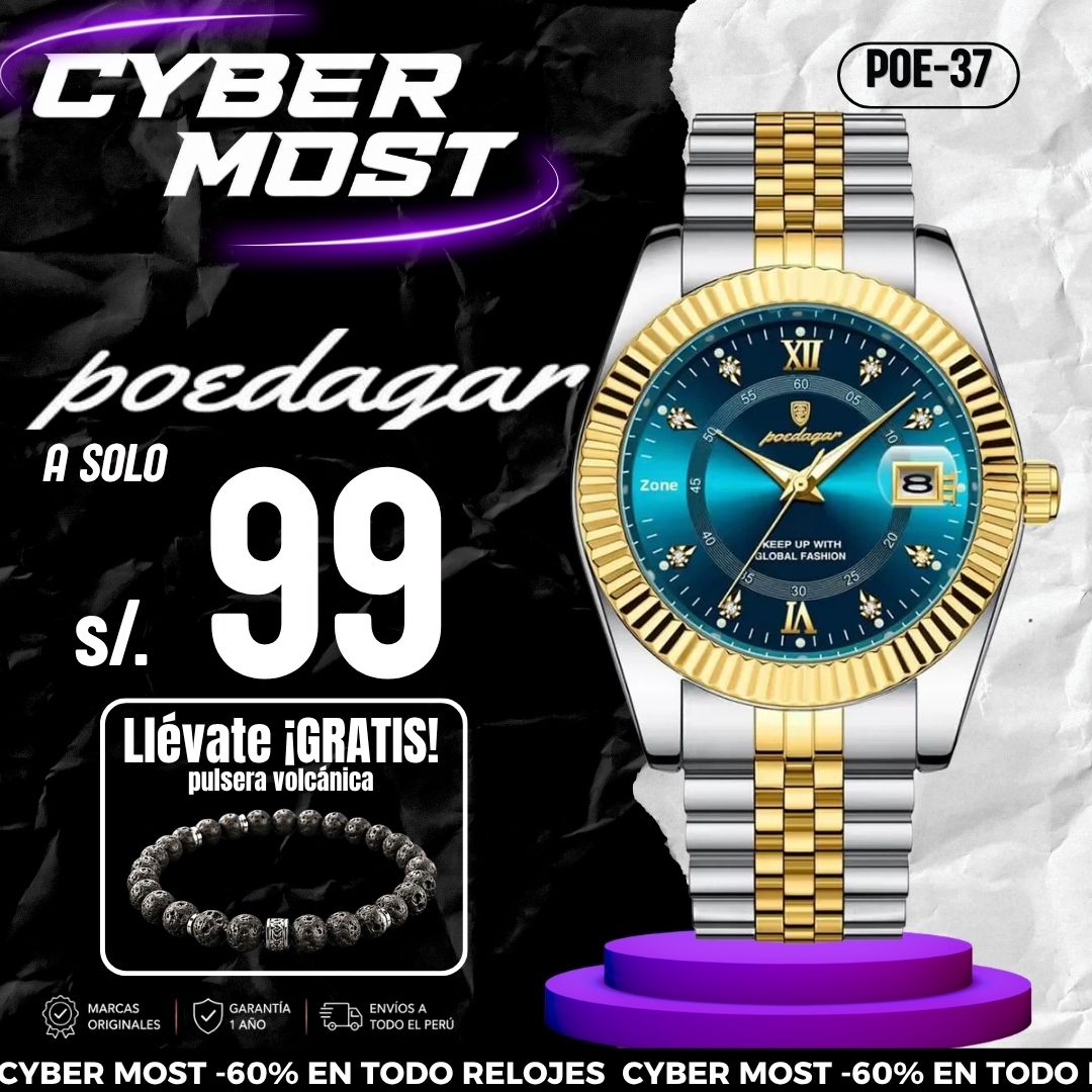Reloj Poedagar POE-37 Hombre Acero Plateado