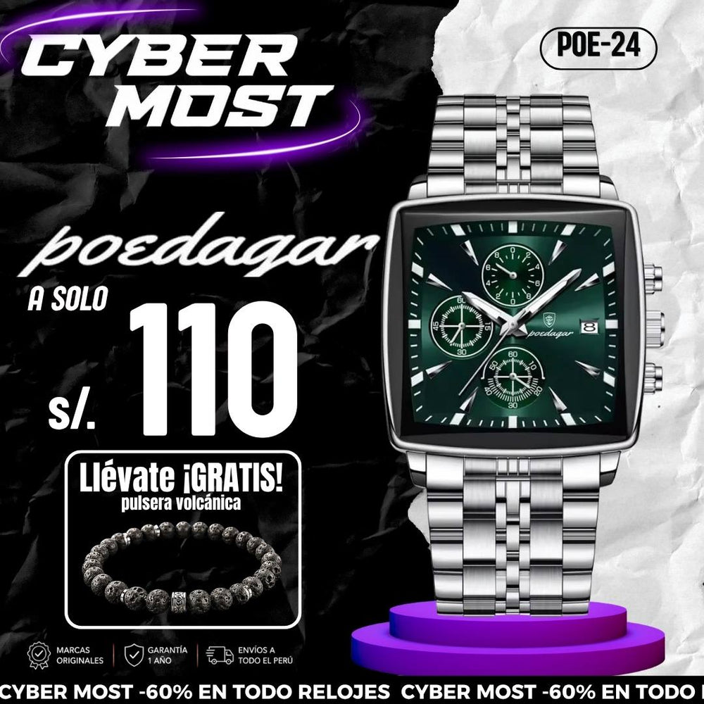 Reloj Poedagar POE-24 Hombre Acero Plateado