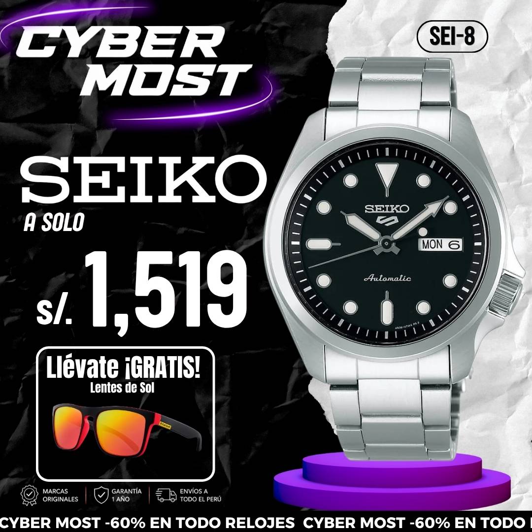 Reloj Seiko 5 Sports SRPE55 Hombre Automático Plateado