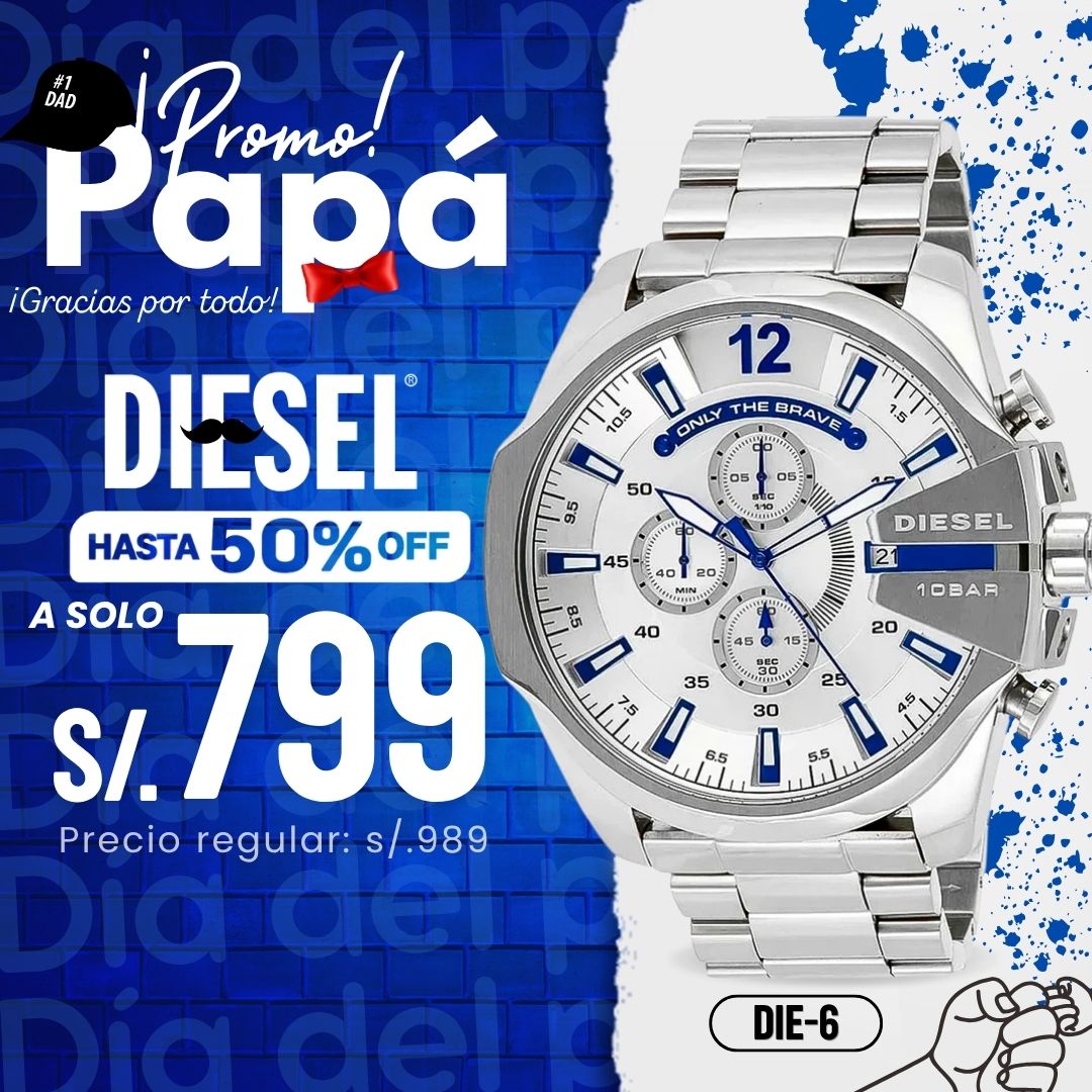 Reloj Diesel Mega Chief DZ4477 Hombre Acero Plateado