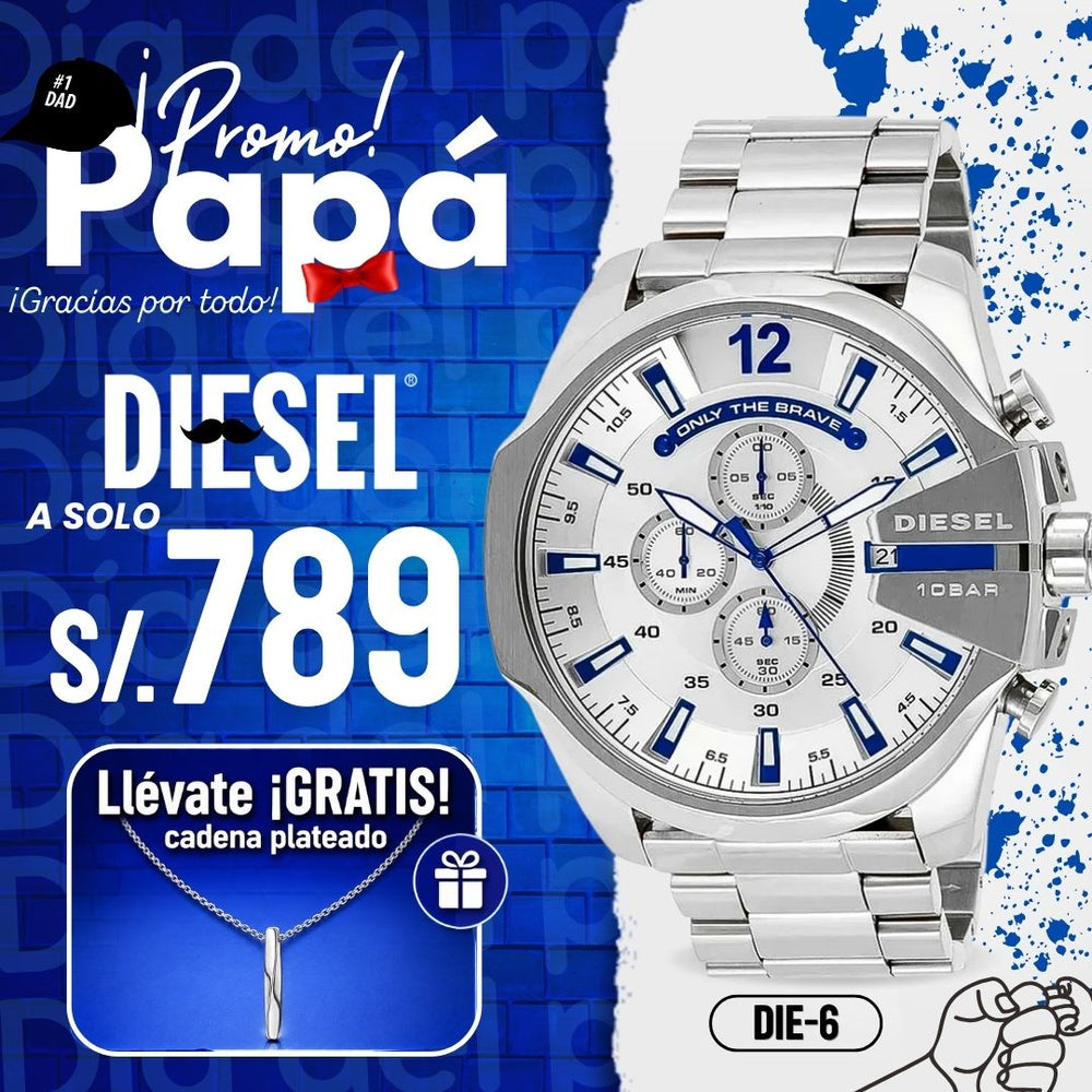 Reloj Diesel Mega Chief DZ4477 Hombre Acero Plateado