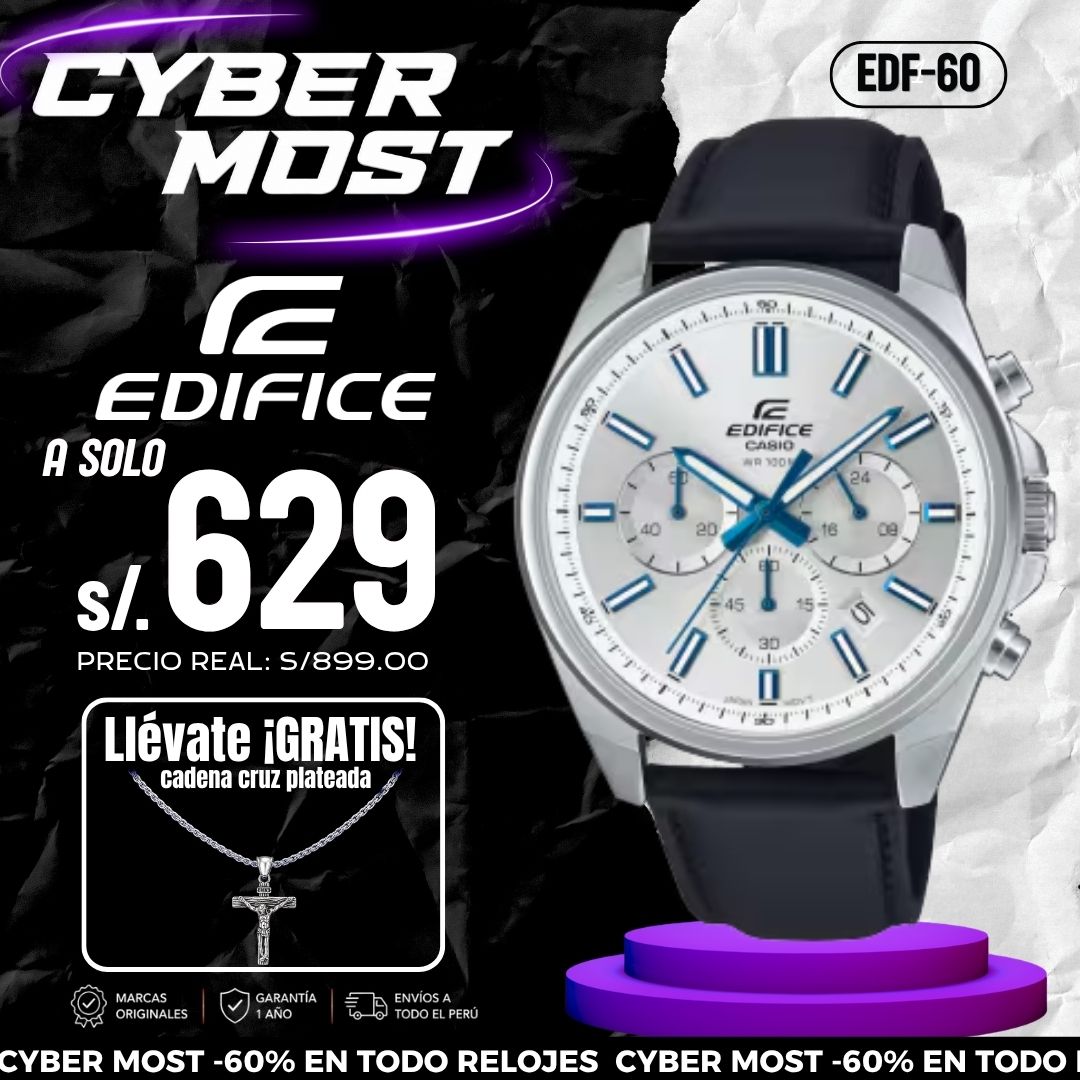 Reloj Edifice EFV-650L-7A Hombre Cuero Negro