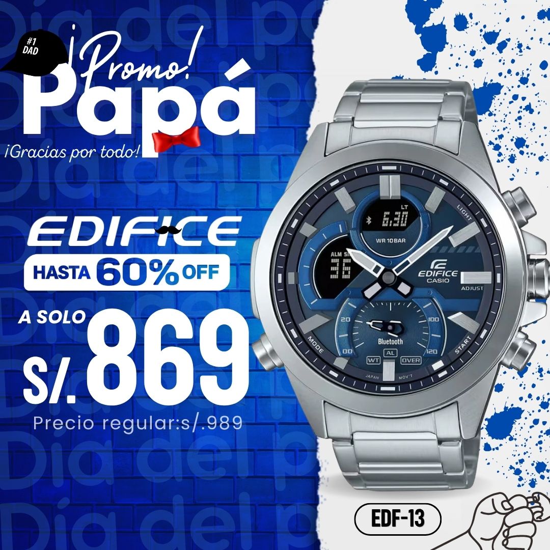 Reloj Edifice ECB-30D-2AD Hombre Bluetooth Plateado