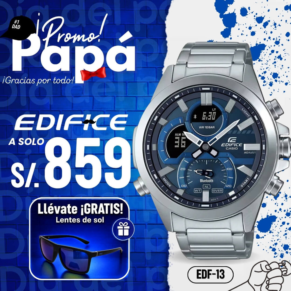 Reloj Edifice ECB-30D-2AD Hombre Bluetooth Plateado