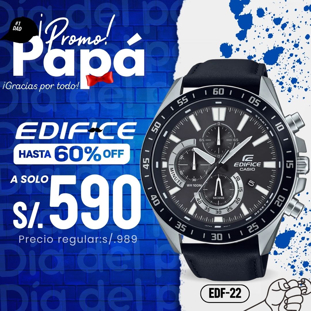Reloj Edifice EFV-620L-1A Hombre Cuero Negro