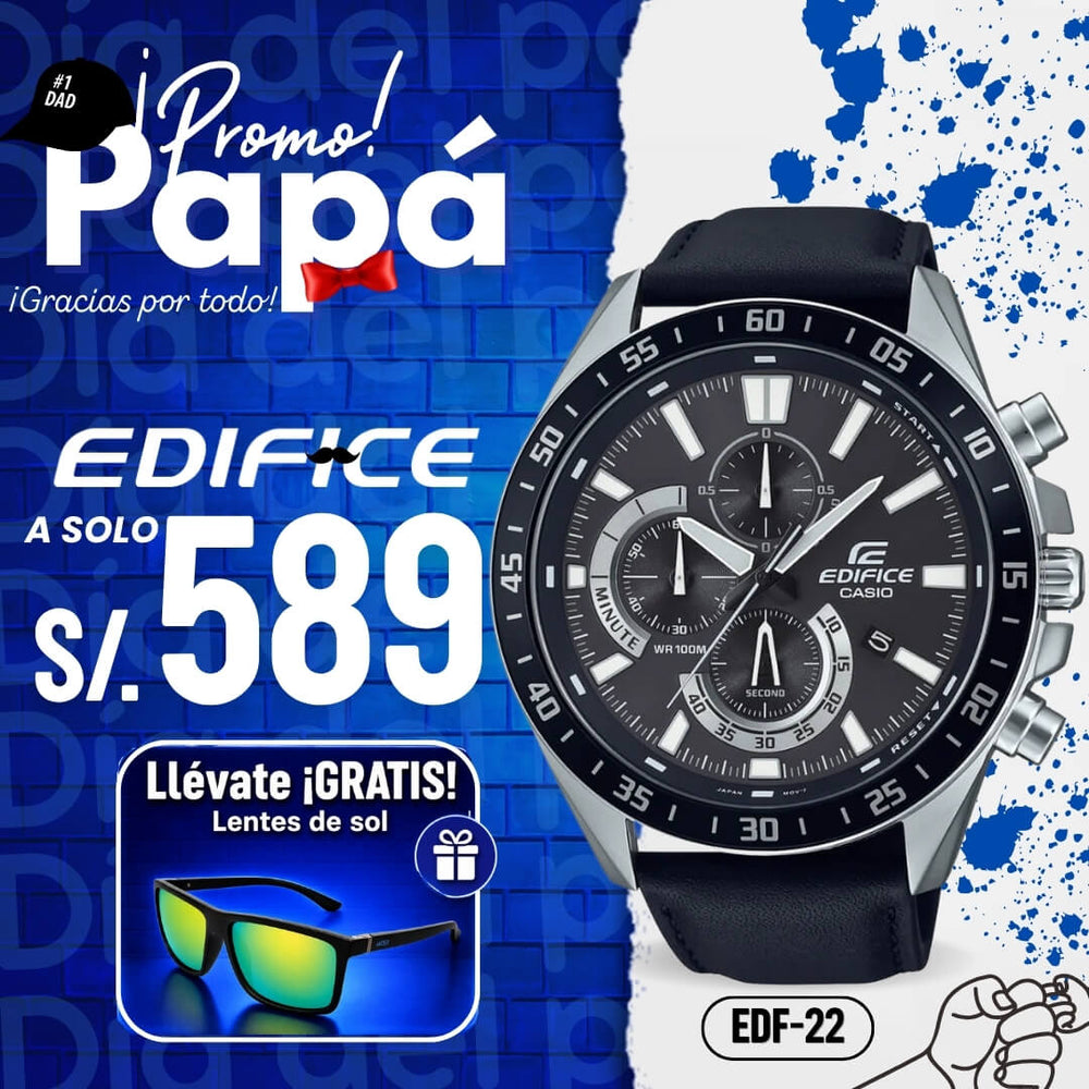 Reloj Edifice EFV-620L-1A Hombre Cuero Negro