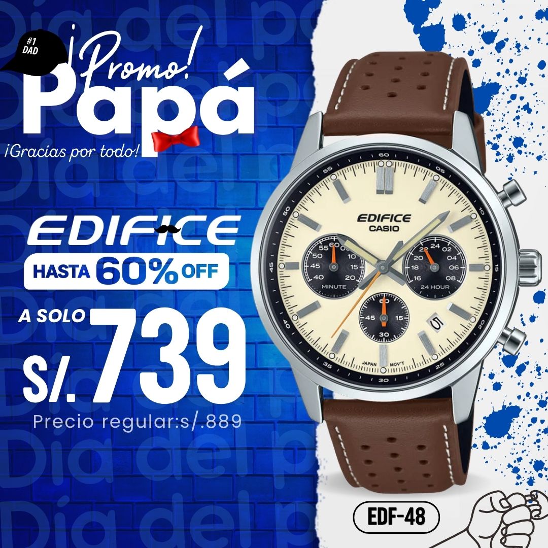 Reloj Edifice EFR-575L-7A Hombre Cuero Marrón