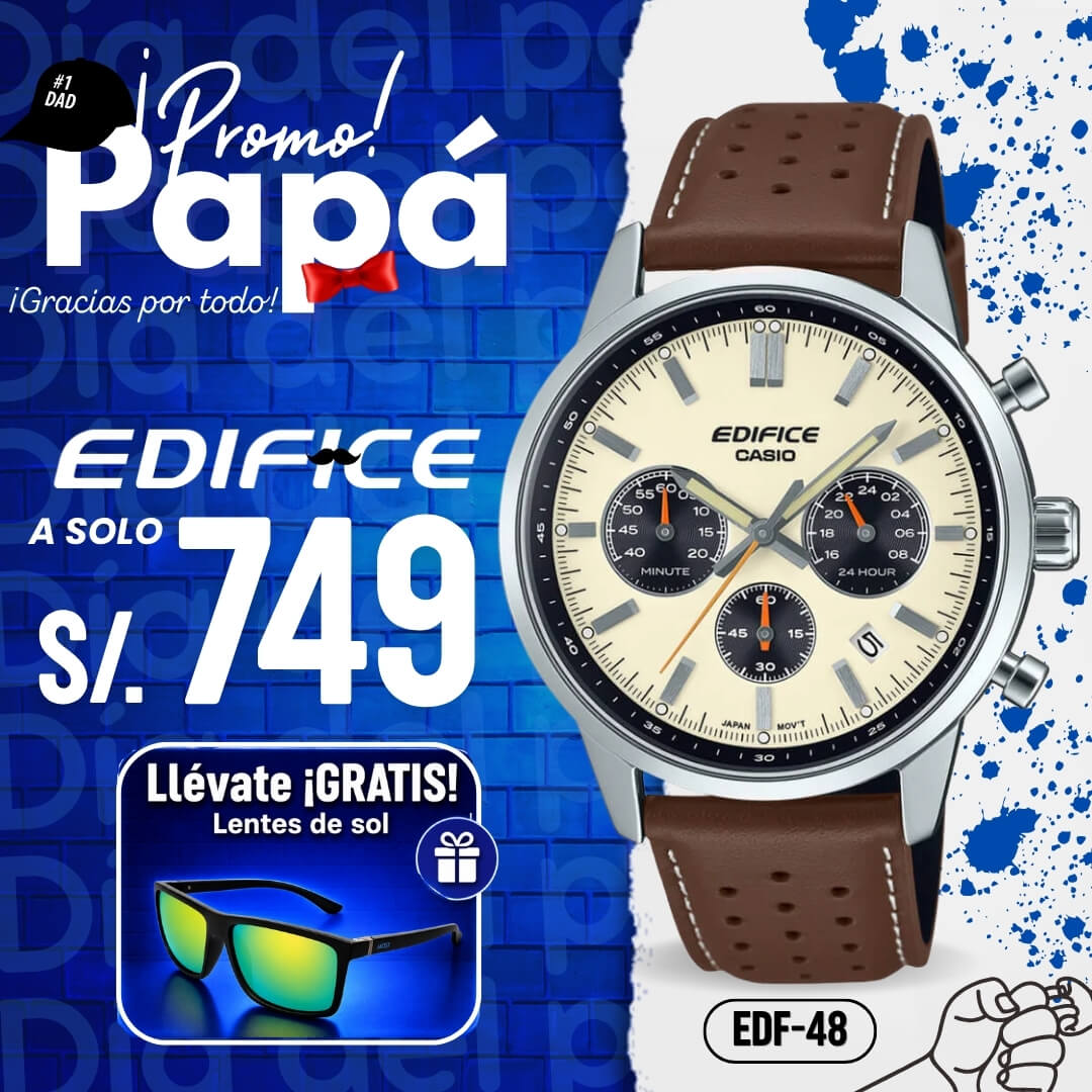 Reloj Edifice EFR-575L-7A Hombre Cuero Marrón